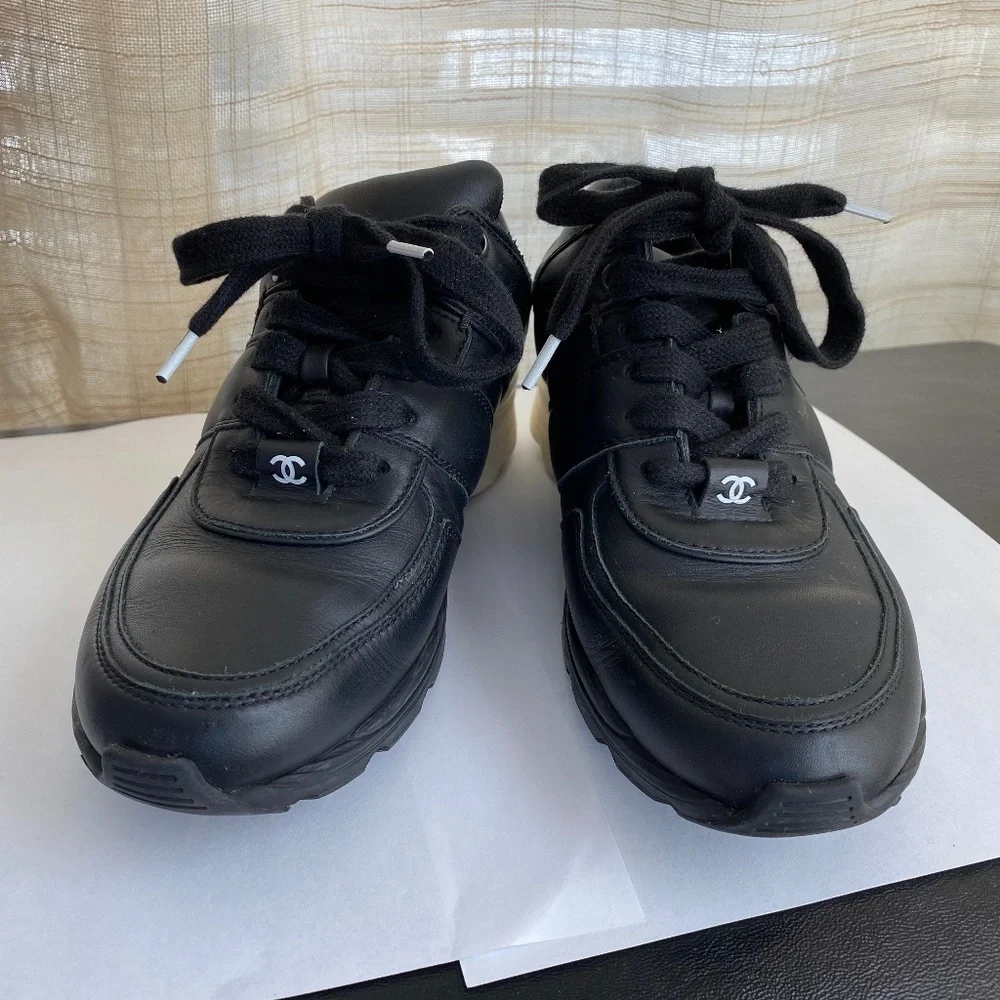 Chanel white black rubber shoes fashion sneakers 36-6 Italy - Picture 4 of 10